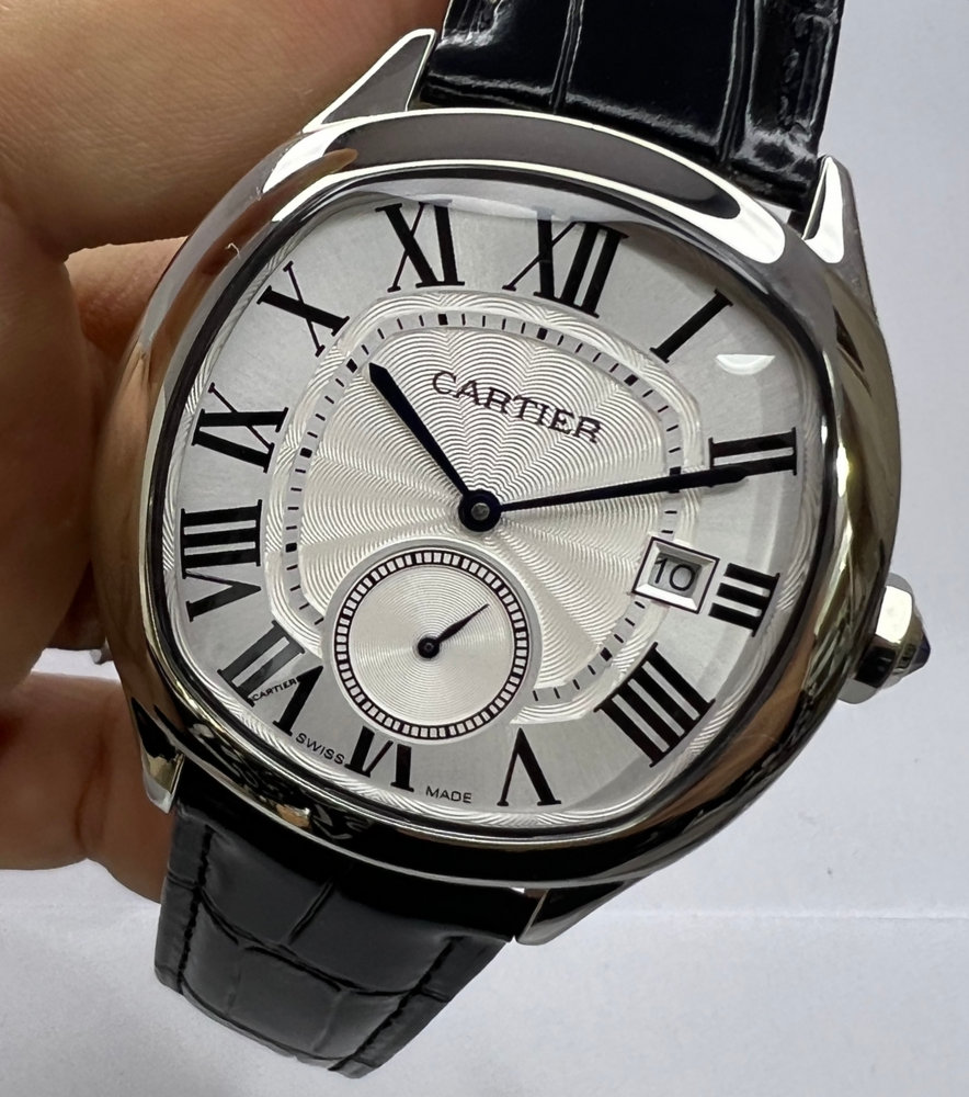 Cartier Drive 41mm Aço - Mostrador Preto - Pulseira Couro